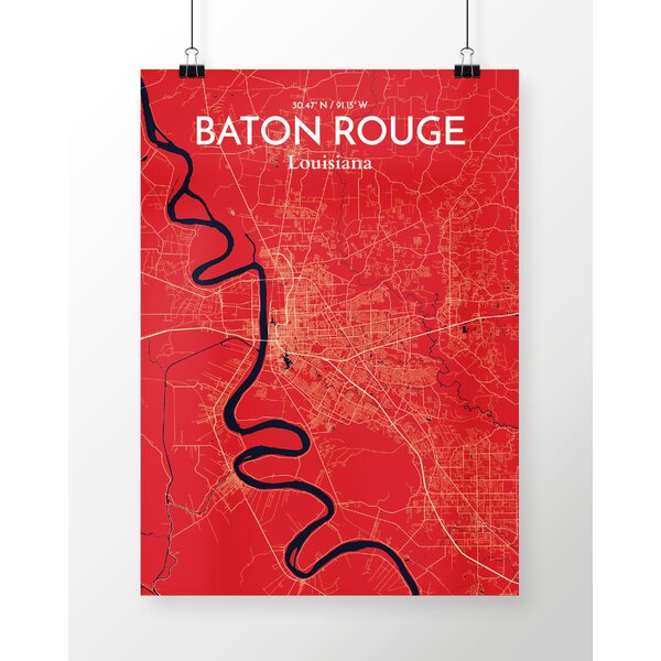 Wrought Studio Baton Rouge City Map On Paper Print Wayfair   Baton Rouge City Map On Paper Print 